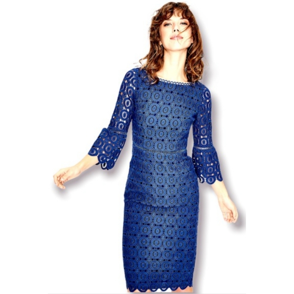 Boden Lace Bell Sleeve Midi Dress 12R NWT